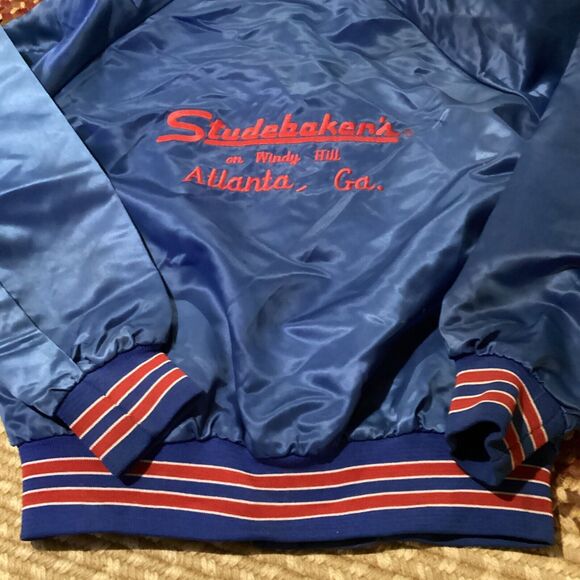 Vintage Chalk Line Studabaker's Atlanta GA Car Blue/Red Satin Jacket Sz Small - Picture 15 of 16
